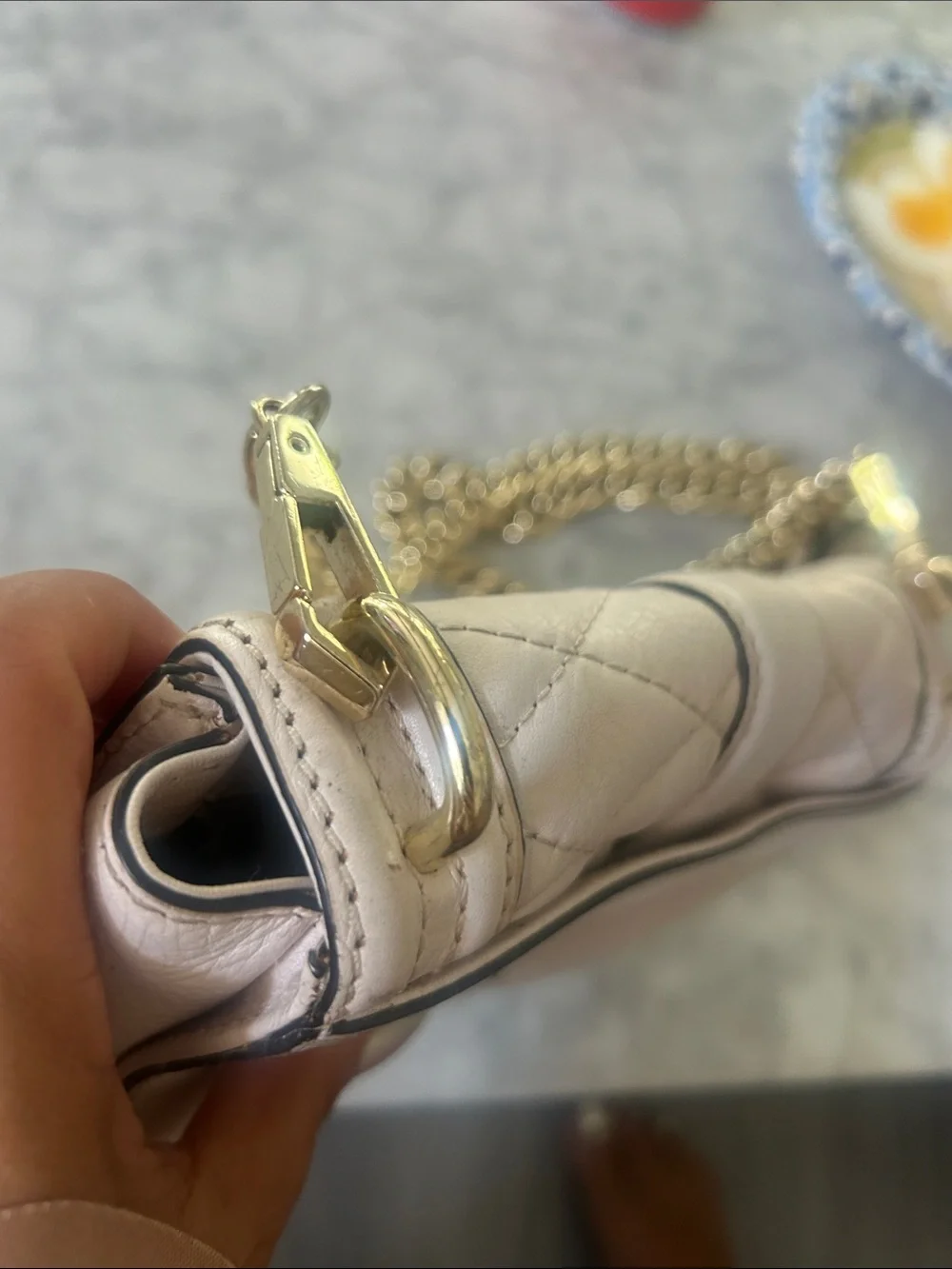 Rare Rebecca Minkoff Quilted Crossbody in Off White with Gold Hardware